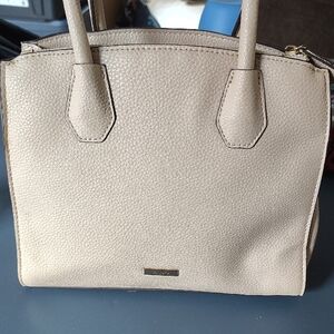 Aldo Elegant Cream Handbag Button Closure And Zipper Compartment